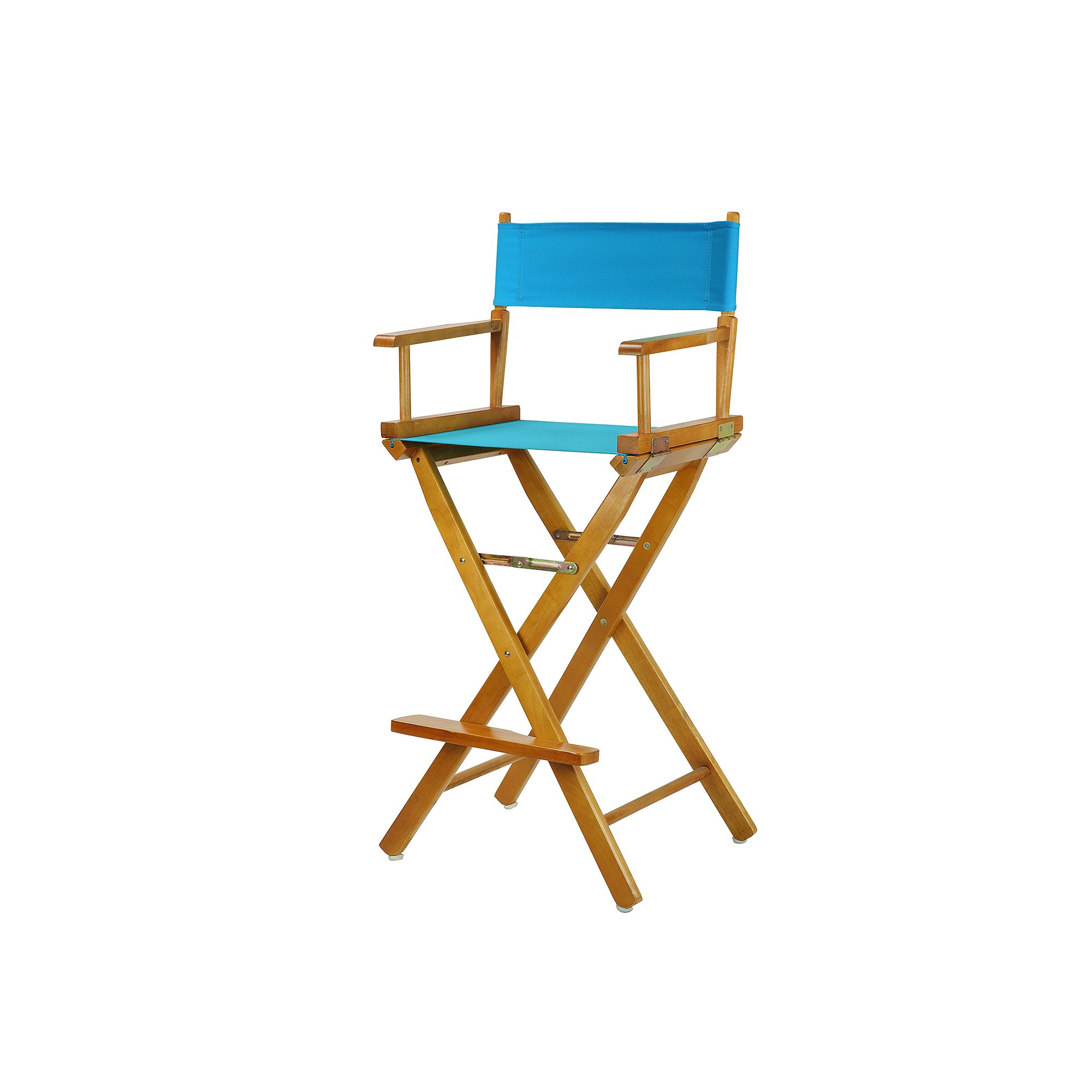 Casual Home 30 Honey Finish Directors Chair Bar Stool, Turquoise