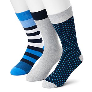 Men's SONOMA Goods for Life™ 3-pack Dot, Striped & Solid Crew Socks