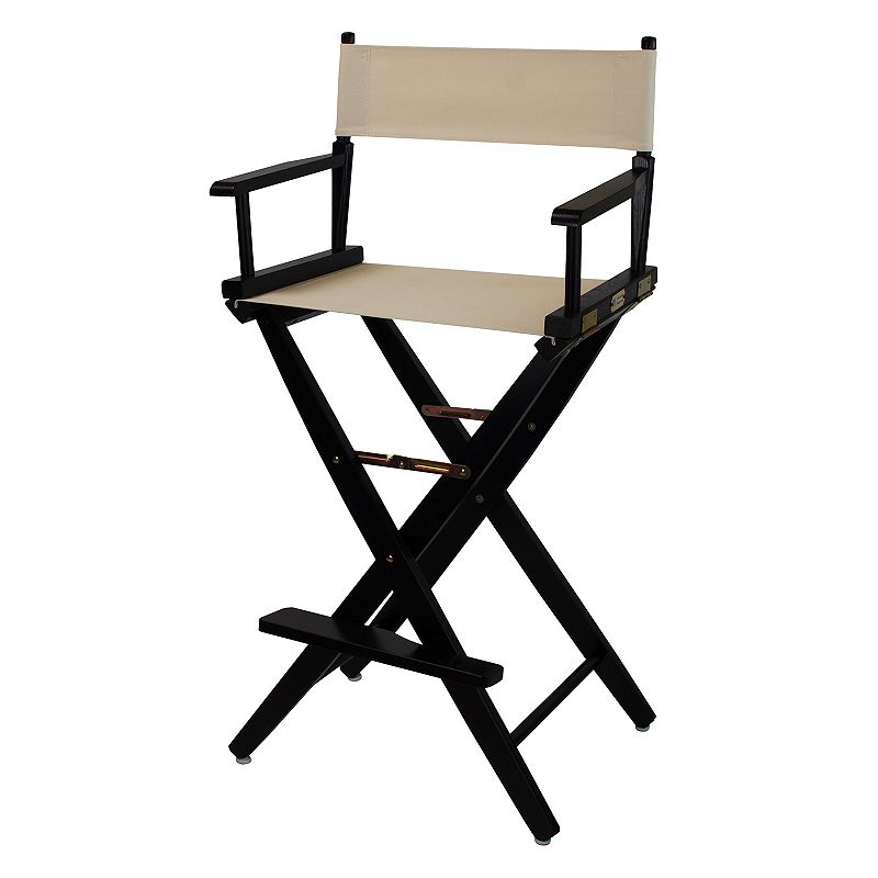Casual Home 30 Extra-Wide Black Finish Directors Chair Bar Stool, Natur