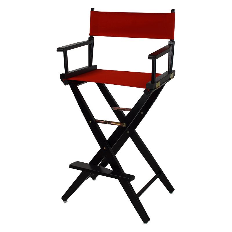 Casual Home 30 Extra-Wide Black Finish Directors Chair Bar Stool, Red