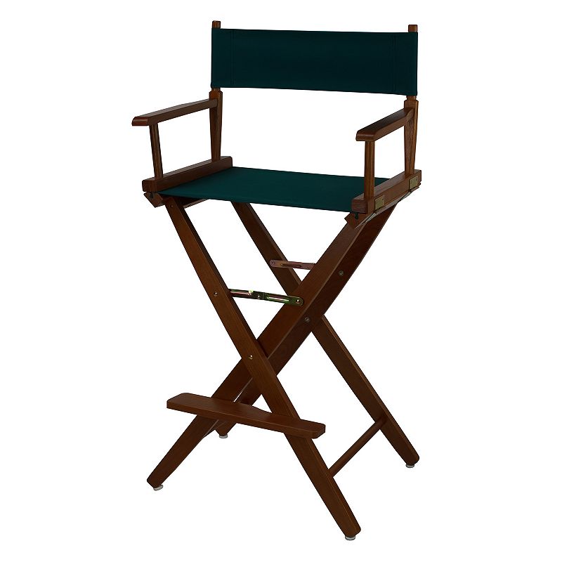 Casual Home 30 Extra-Wide Oak Finish Directors Chair Bar Stool, Green