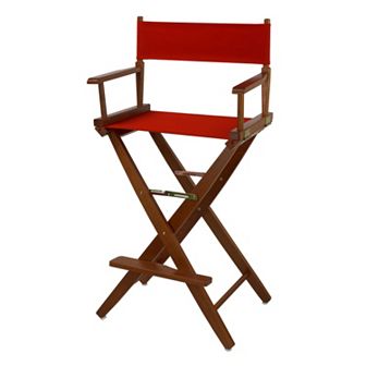 Casual Home 30" Extra-Wide Oak Finish Director's Chair Bar Stool