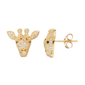Sophie Miller 14k Gold Over Silver Cubic Zirconia Giraffe Stud Earrings