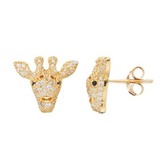 Sophie Miller 14k Gold Over Silver Cubic Zirconia Giraffe Stud Earrings