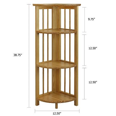 Casual Home 4-Shelf Folding Corner Bookcase