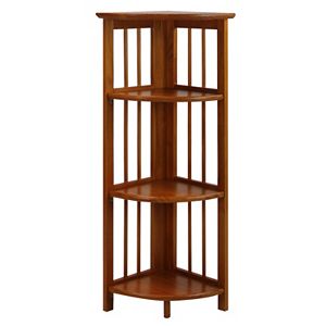 Casual Home 4-Shelf Folding Corner Bookcase