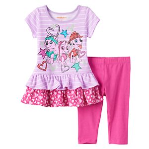 Toddler Girl Paw Patrol Everest, Skye & Marshall Striped Tiered Tunic & Leggings Set