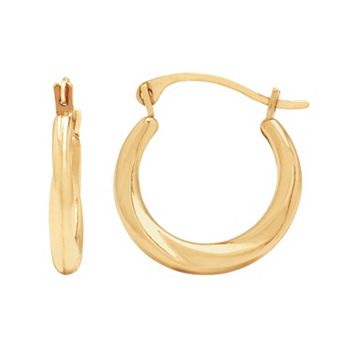 Everlasting Gold 10k Gold Twist Hoop Earrings