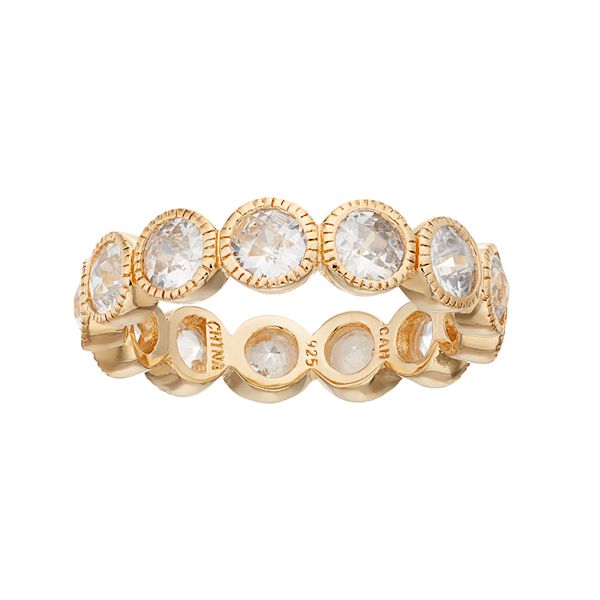 Sophie Miller 14k Gold Plated Cubic Zirconia Eternity Ring