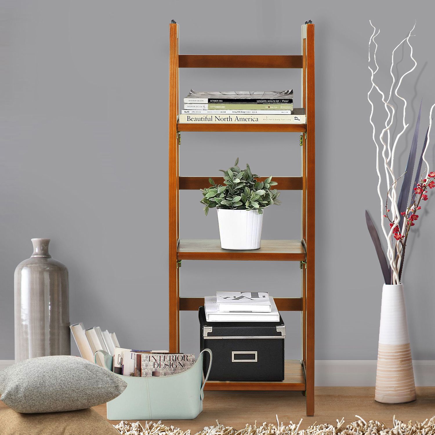 Casual Home 3 Shelf Folding Stackable Bookcase   2782429 ALT