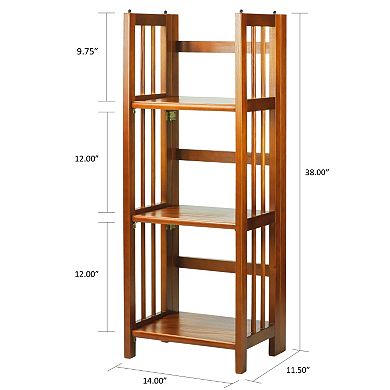 Casual Home 14-in. Wide 3-Shelf Folding Stackable Bookcase