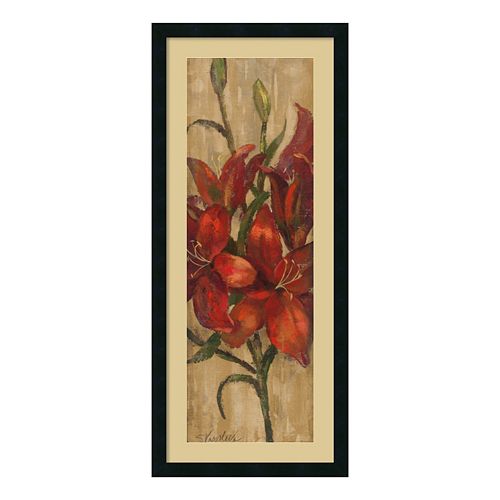 Amanti Art Vivid Red Lily On Gold Framed Wall Art
