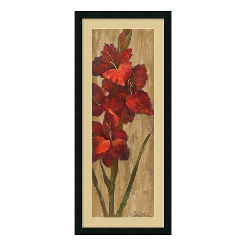 Amanti Art Vivid Red Gladiola On Gold Framed Wall Art