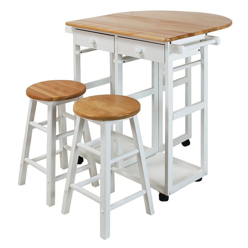 Casual Home Space Saver Kitchen Cart 3-piece Set, White