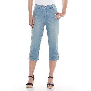 Petite Gloria Vanderbilt Jordyn Embroidered Capri Jeans