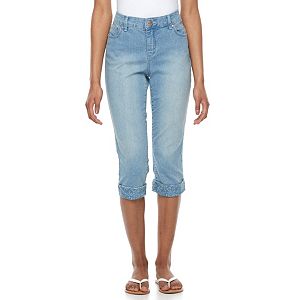 Petite Gloria Vanderbilt Jordyn Embellished Cuffed Capri Jeans