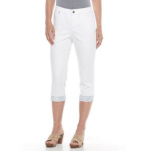 Petite Gloria Vanderbilt Jordyn Embellished Cuffed Capris