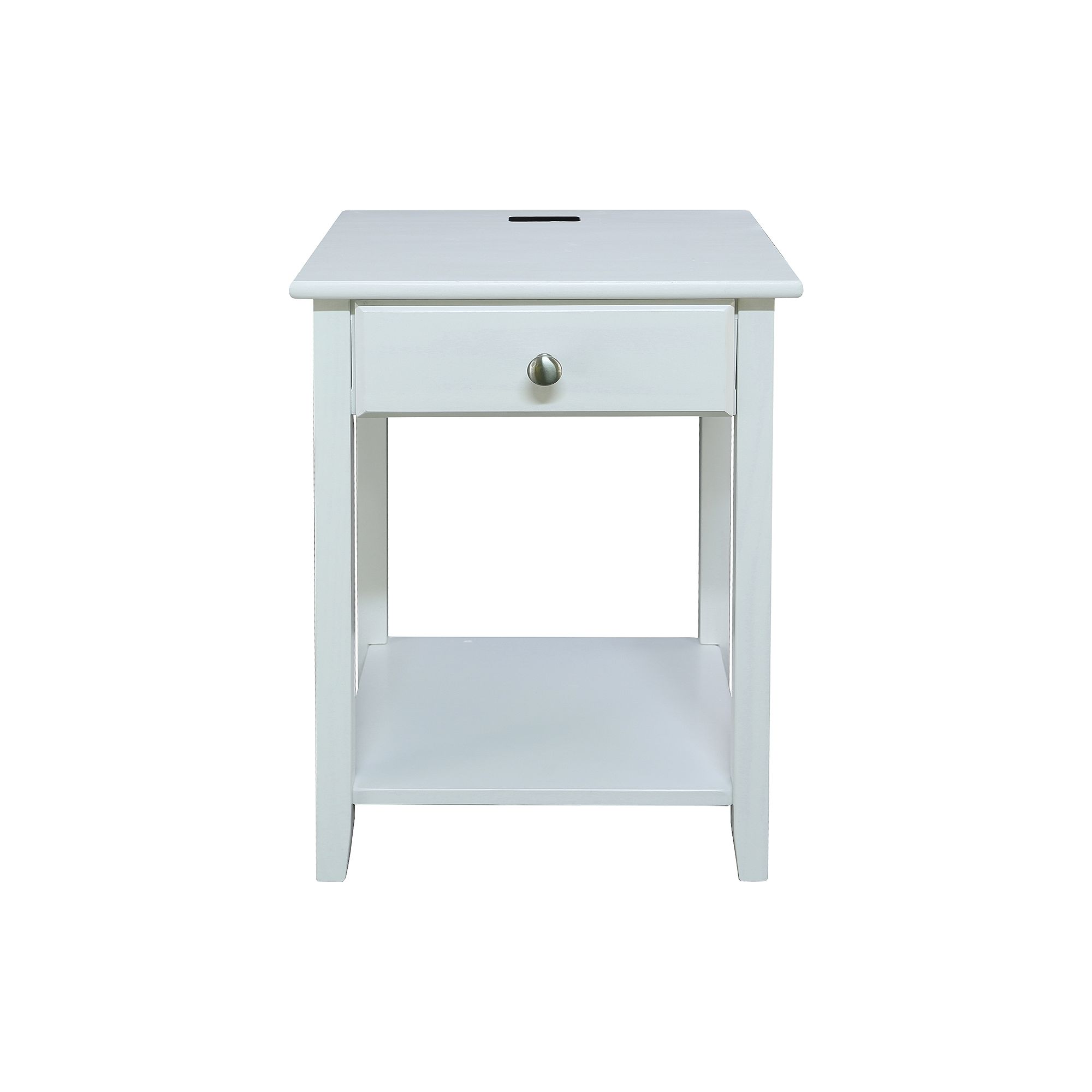 Casual Home Night Owl Nightstand with USB Port, White