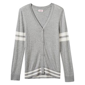 Girls Plus Size SO® Perfectly Soft Button-Down Varsity Cardigan