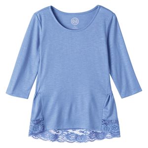Girls Plus Size SO® Lace Flounce-Hem Tee