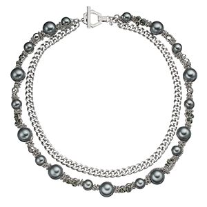 Simply Vera Vera Wang Gray Simulated Pearl Chain Wrapped Necklace