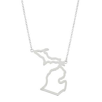 Sterling Silver Cutout State Pendant Necklace