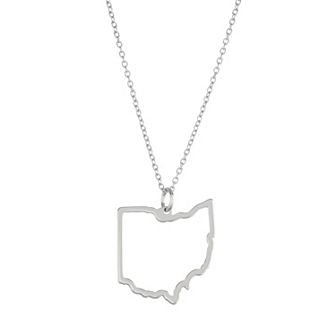 Sterling Silver Cutout State Pendant Necklace