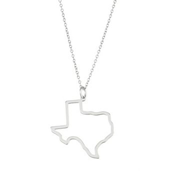 Sterling Silver Cutout State Pendant Necklace