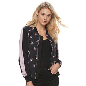 Juniors' Jolie Vie Floral Bomber Jacket