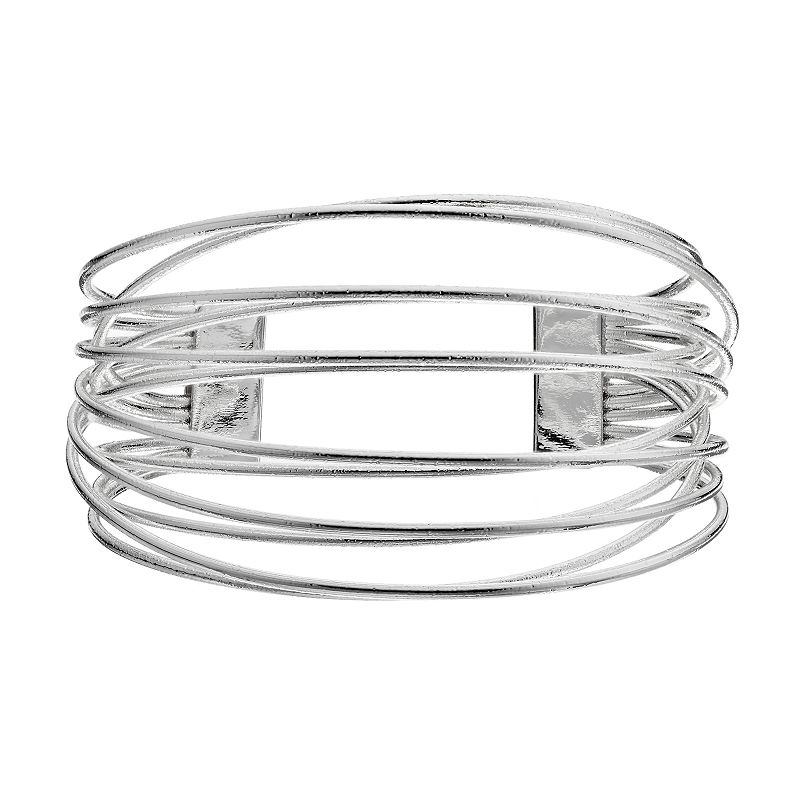 64659169 Crisscross Wire Multi Row Cuff Bracelet, Womens, S sku 64659169