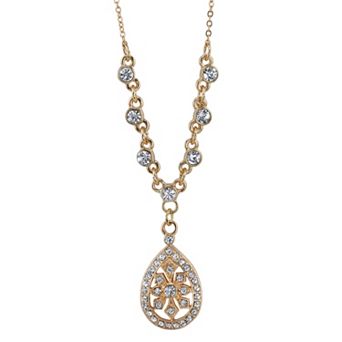 1928 Simulated Crystal Teardrop Necklace