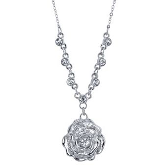 1928 Simulated Crystal Rosette Necklace