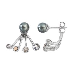 Simply Vera Vera Wang Simulated Pearl Fan Front Back Earrings