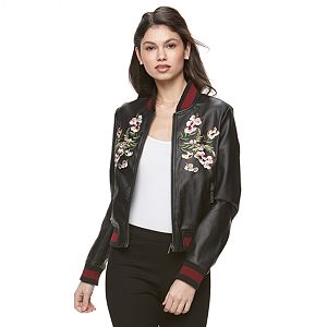 Juniors' Candie's® Floral Faux Leather Jacket