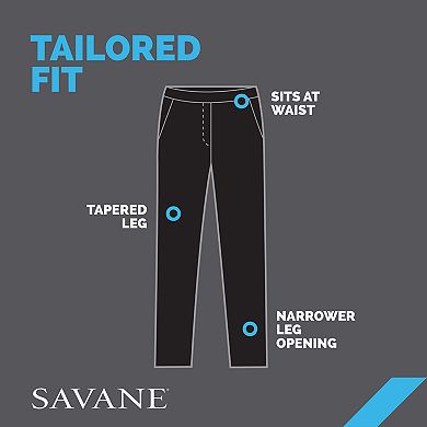 Men's Savane Active Flex Tailored-Fit Stretch Flat-Front Dress Pants