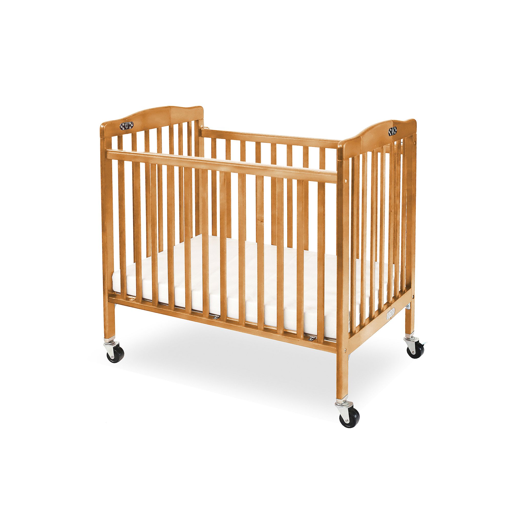 LA Baby The Pocket Mini Portable Folding Wood Crib with Mattress, Natural