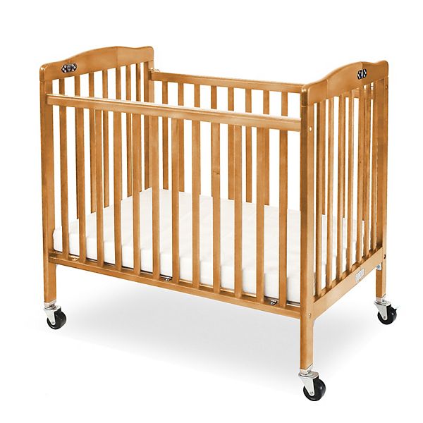 LA Baby The Pocket Mini Portable Folding Wood Crib with Mattress