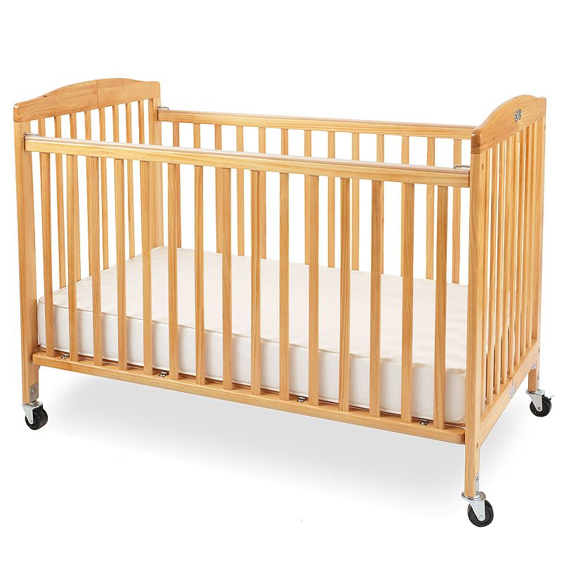 77406498 Full Size Wood Folding Crib by LA Baby, Beig/Green sku 77406498