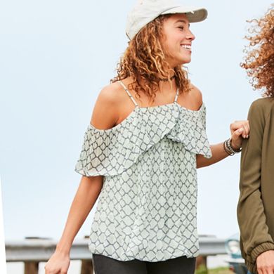 Women's LC Lauren Conrad Pleated Cold-Shoulder Top