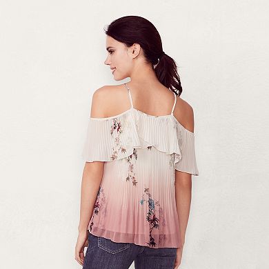 Women's LC Lauren Conrad Pleated Cold-Shoulder Top