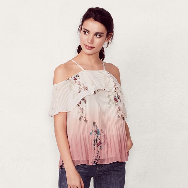 Women's LC Lauren Conrad Pleated Cold-Shoulder Top