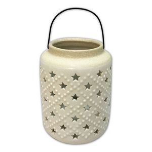 Celebrate Americana Together White Star Ceramic Lantern