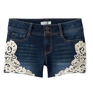 Girls 7-16 & Plus Size Mudd® Crochet Trim Dark Wash Jean Shorts