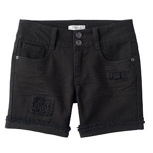 Girls 7-16 & Plus Size Mudd® Crochet Patch Black Jean Shorts