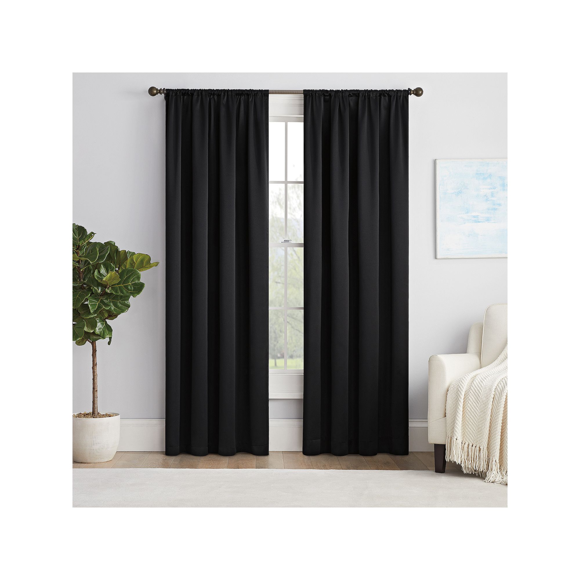 eclipse Solid Thermapanel Room-Darkening 1-Panel Window Curtain, Black