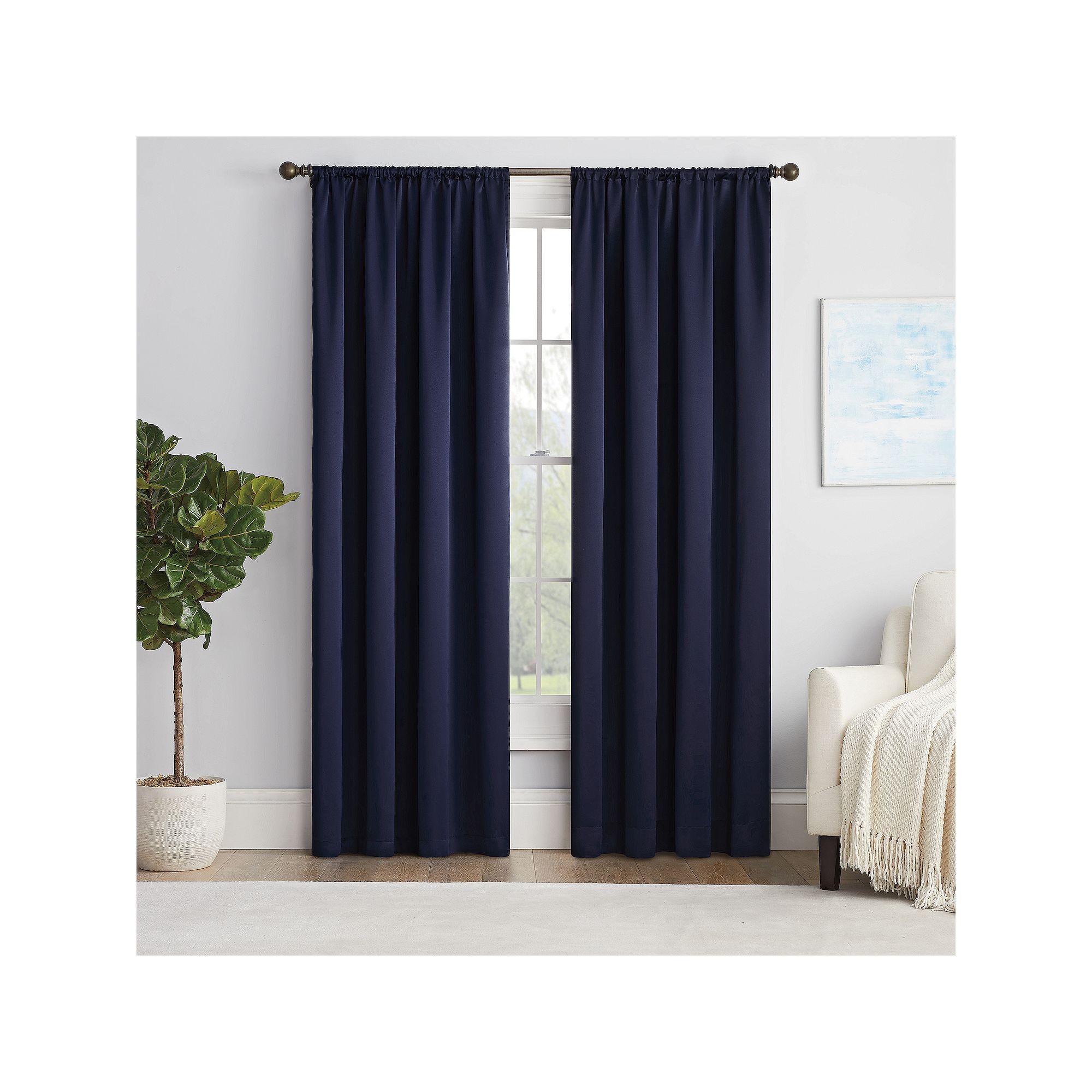 eclipse Solid Thermapanel Room-Darkening 1-Panel Window Curtain, Blue
