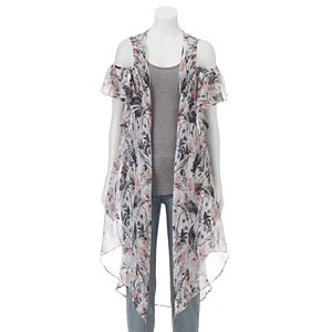 Mudd® Floral Cold Shoulder Kimono