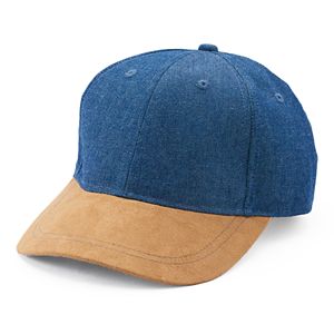 Women's Mudd® Denim & Faux Suede Baseball Hat