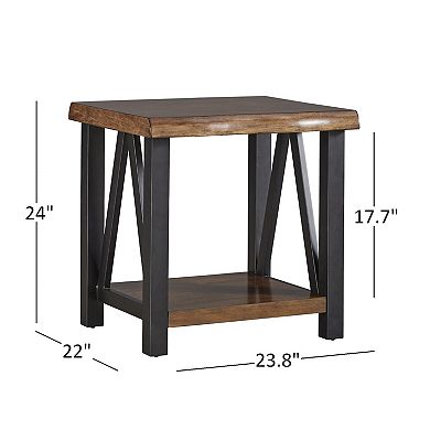 HomeVance Ackerly Mixed Media Rustic End Table