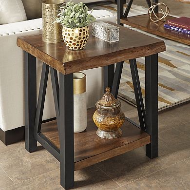 HomeVance Ackerly Mixed Media Rustic End Table